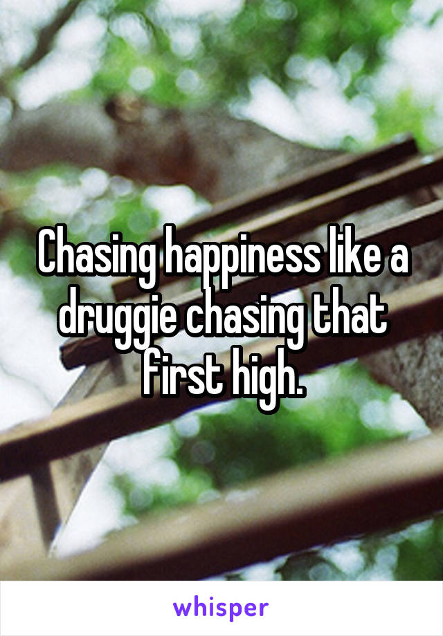 Chasing happiness like a druggie chasing that first high.