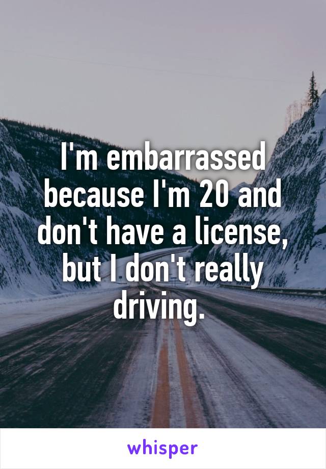 I'm embarrassed because I'm 20 and don't have a license, but I don't really driving. 