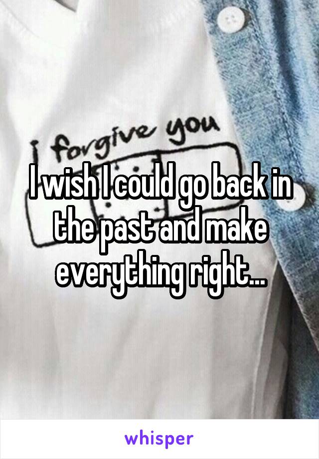 I wish I could go back in the past and make everything right...