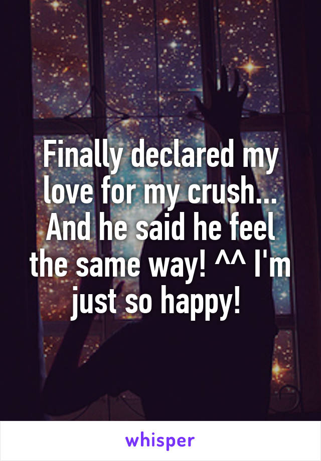 Finally declared my love for my crush...
And he said he feel the same way! ^^ I'm just so happy! 