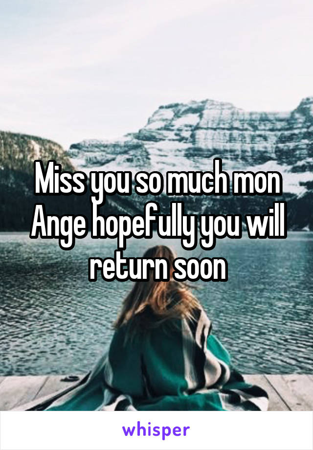 Miss you so much mon Ange hopefully you will return soon