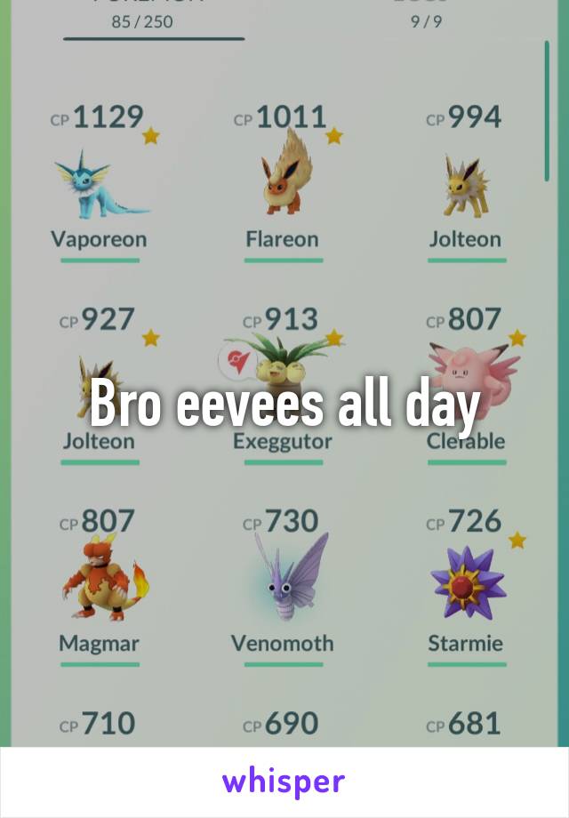 Bro eevees all day