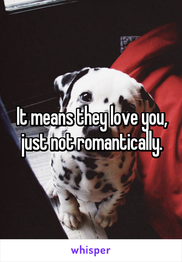 It means they love you, just not romantically.
