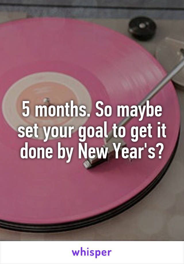 5 months. So maybe set your goal to get it done by New Year's?