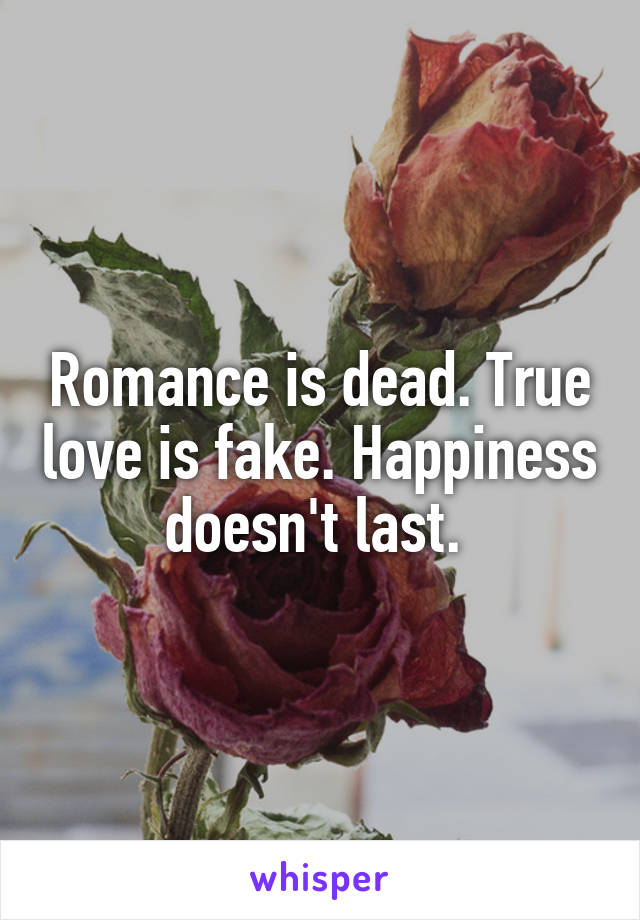 Romance is dead. True love is fake. Happiness doesn't last. 