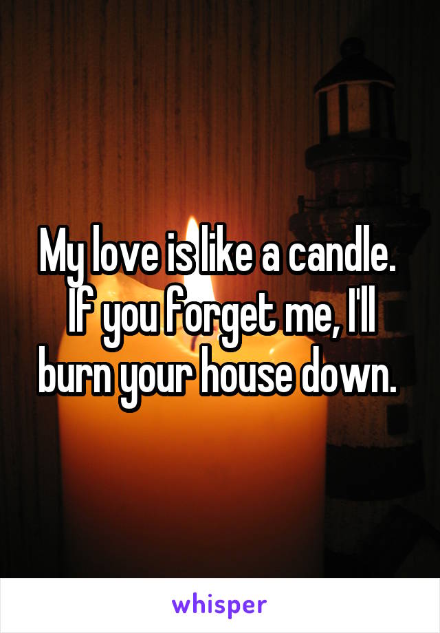 My love is like a candle.  If you forget me, I'll burn your house down. 