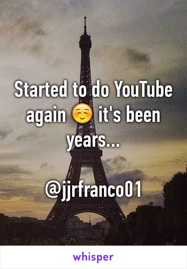 Started to do YouTube again ☺️ it's been years...

@jjrfranco01