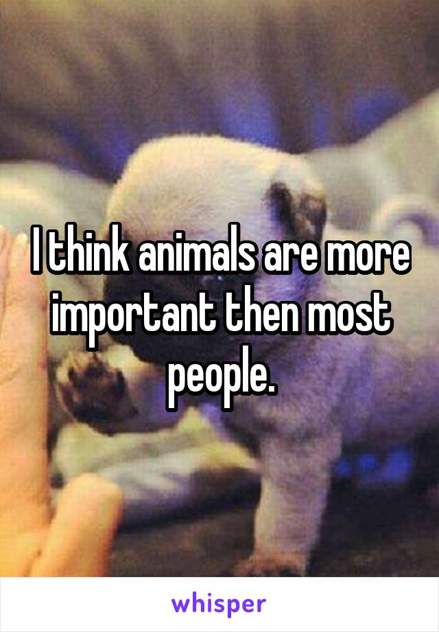 I think animals are more important then most people.