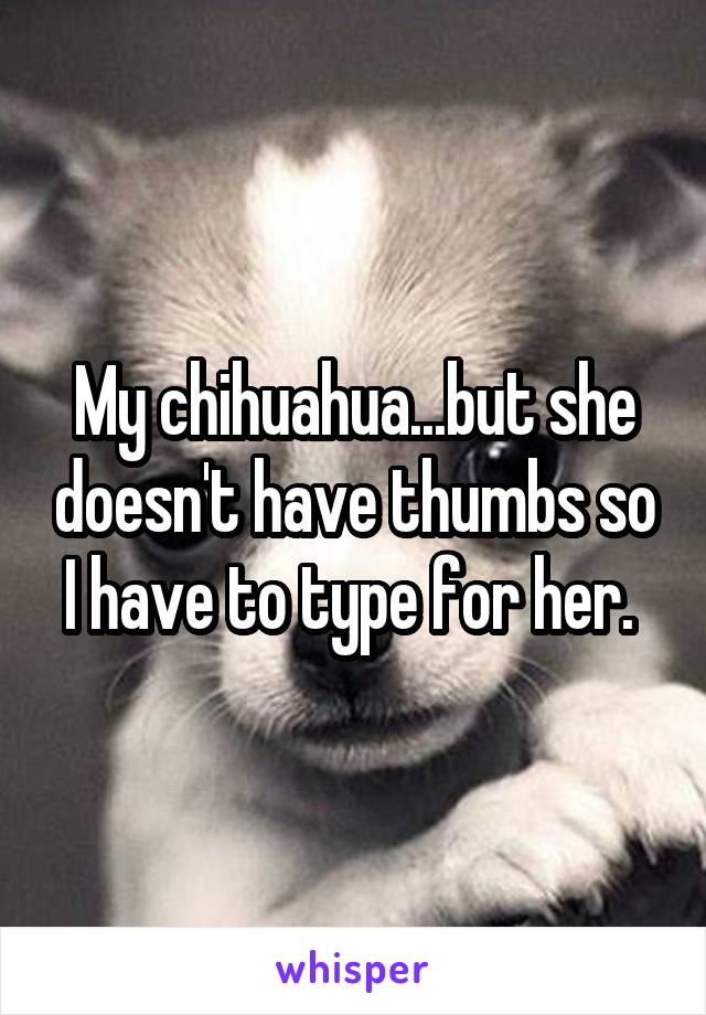 My chihuahua...but she doesn't have thumbs so I have to type for her. 