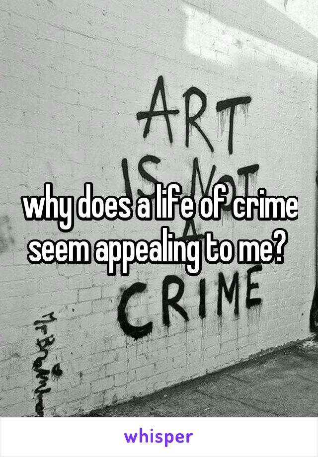 why does a life of crime seem appealing to me? 