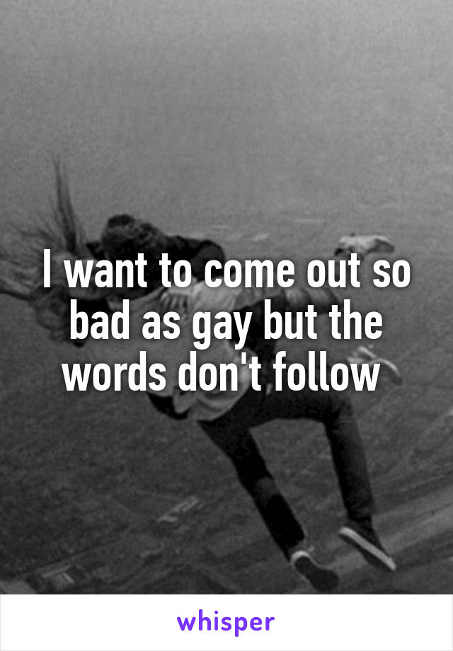 I want to come out so bad as gay but the words don't follow 