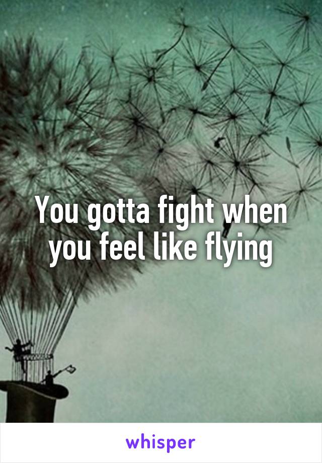 You gotta fight when you feel like flying