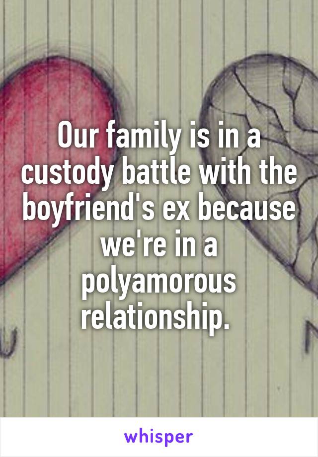 Our family is in a custody battle with the boyfriend's ex because we're in a polyamorous relationship. 