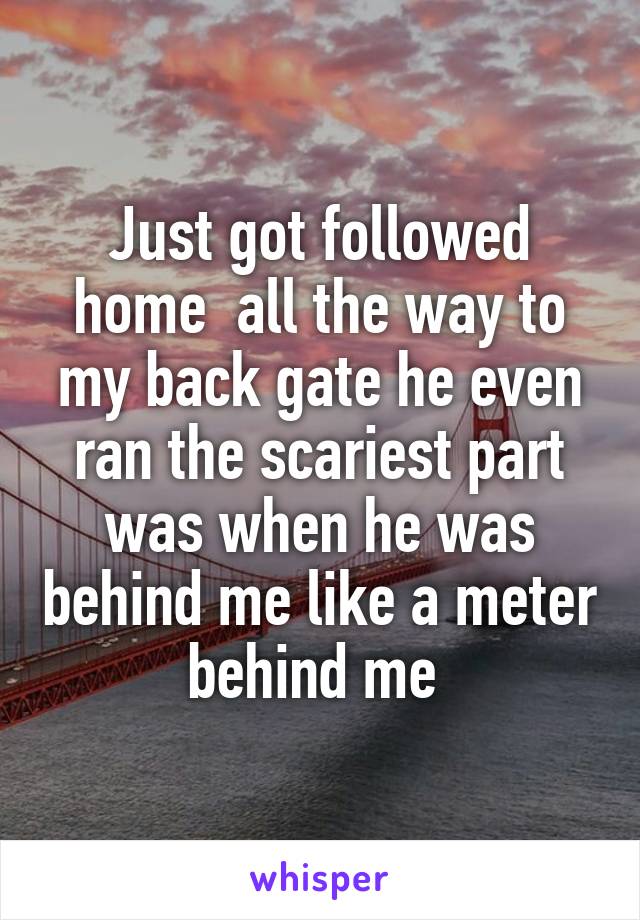 Just got followed home  all the way to my back gate he even ran the scariest part was when he was behind me like a meter behind me 