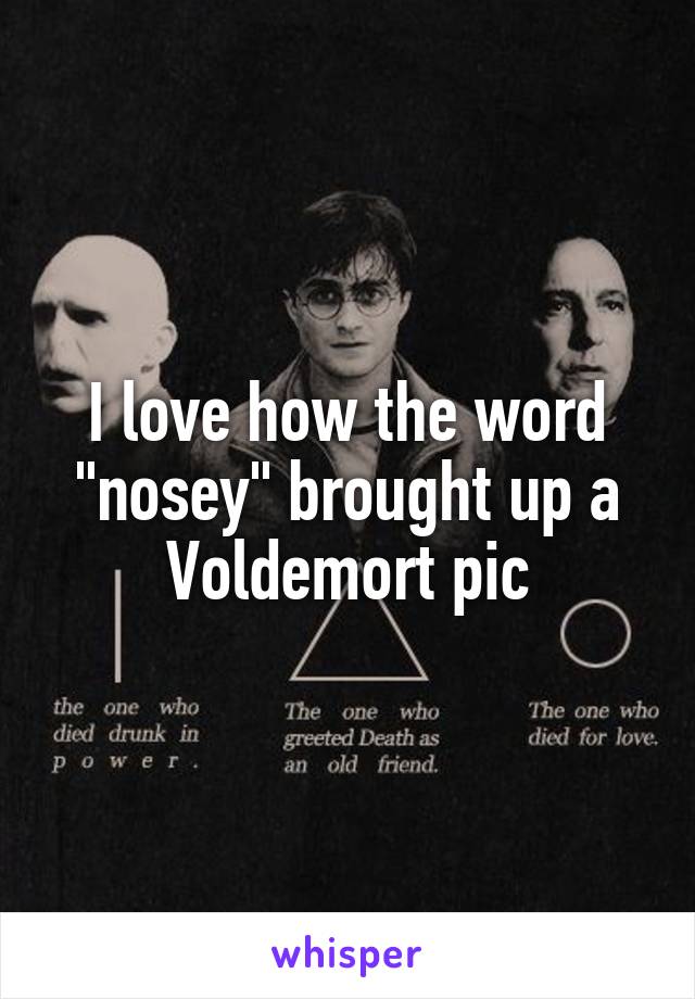I love how the word "nosey" brought up a Voldemort pic