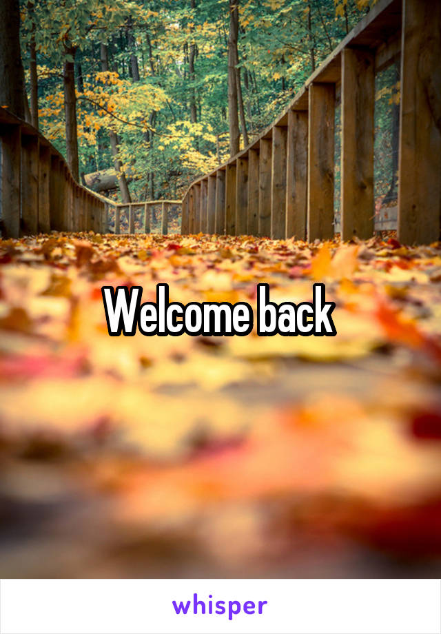 Welcome back 