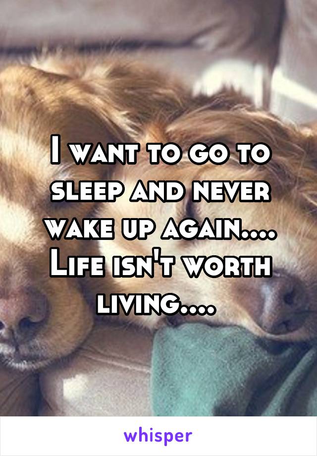 I want to go to sleep and never wake up again.... Life isn't worth living.... 