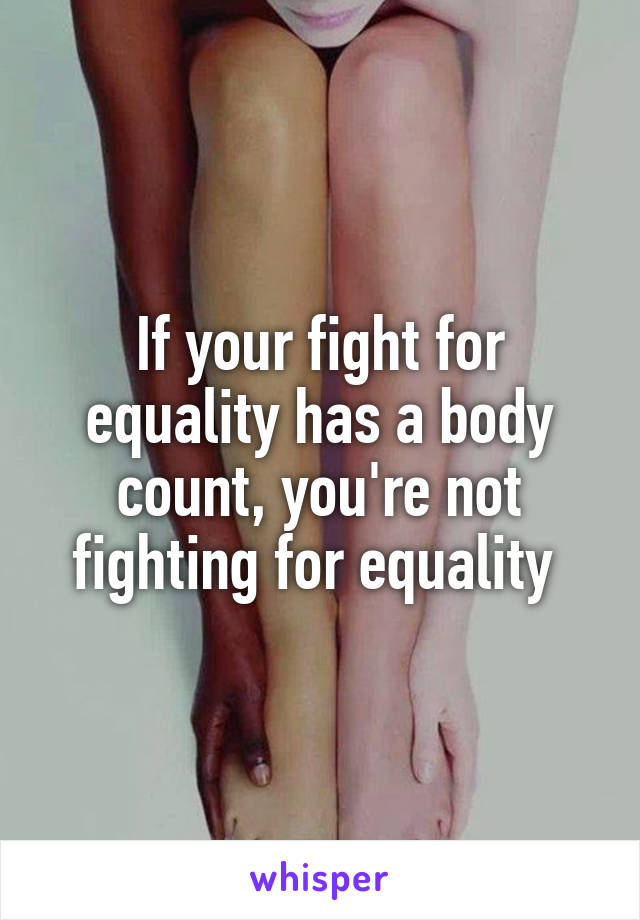 If your fight for equality has a body count, you're not fighting for equality 