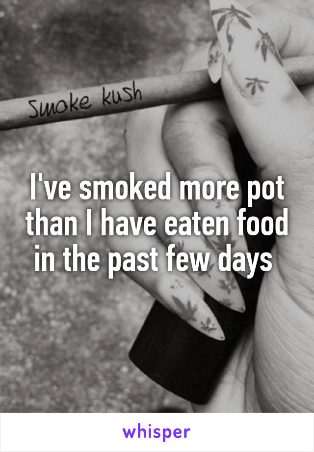 I've smoked more pot than I have eaten food in the past few days 