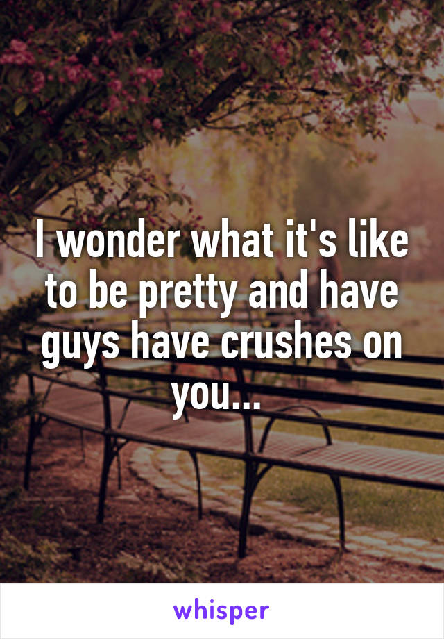 I wonder what it's like to be pretty and have guys have crushes on you... 