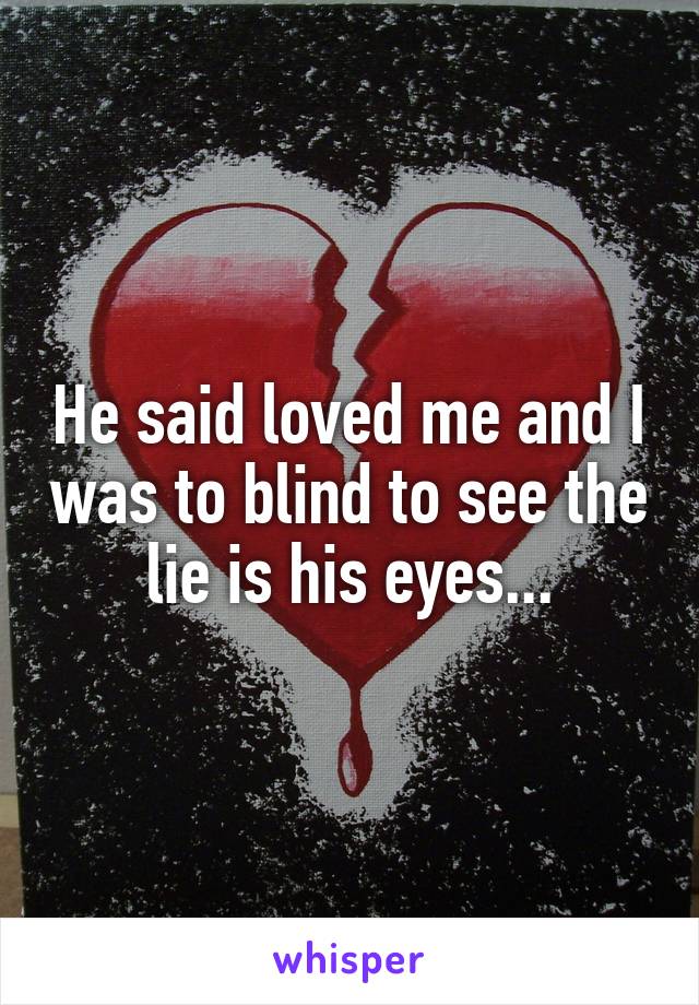 He said loved me and I was to blind to see the lie is his eyes...