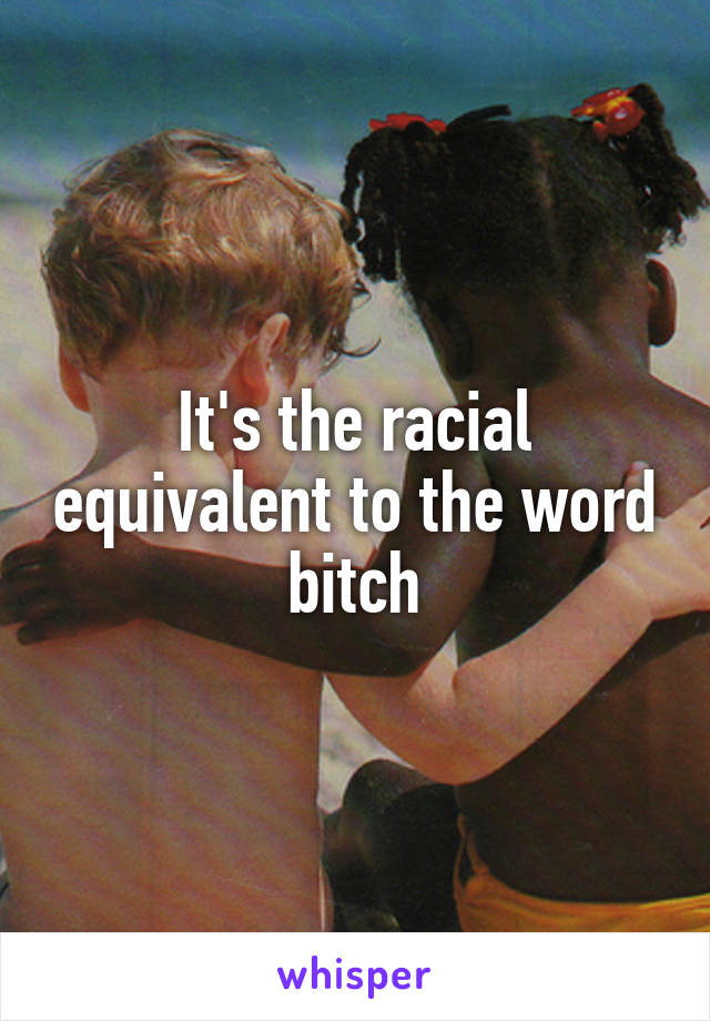 It's the racial equivalent to the word bitch