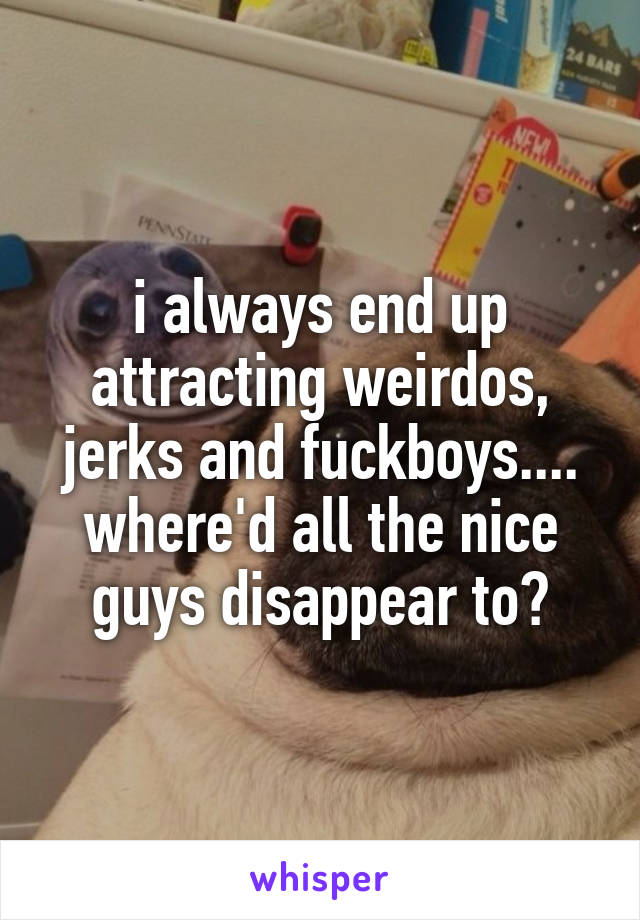 i always end up attracting weirdos, jerks and fuckboys.... where'd all the nice guys disappear to?