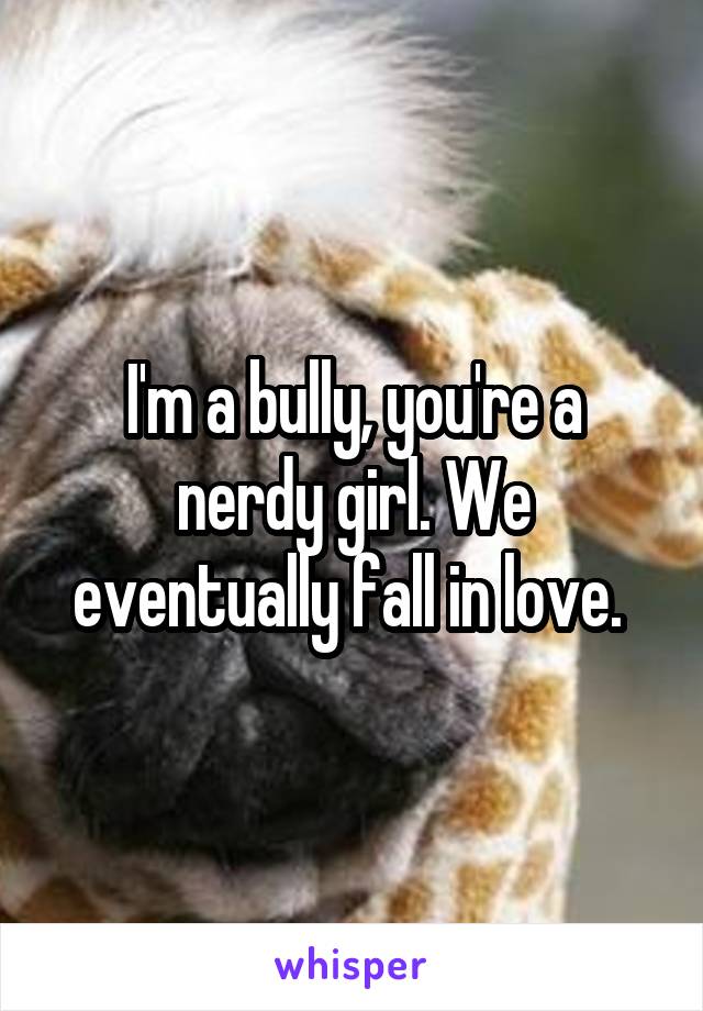 I'm a bully, you're a nerdy girl. We eventually fall in love. 