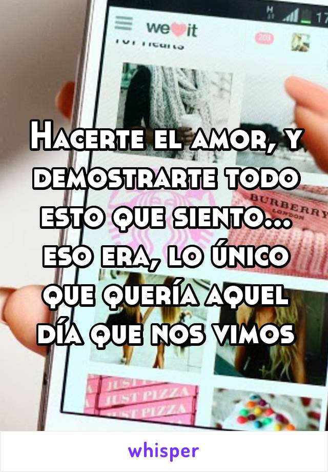 Hacerte el amor, y demostrarte todo esto que siento... eso era, lo único que quería aquel día que nos vimos