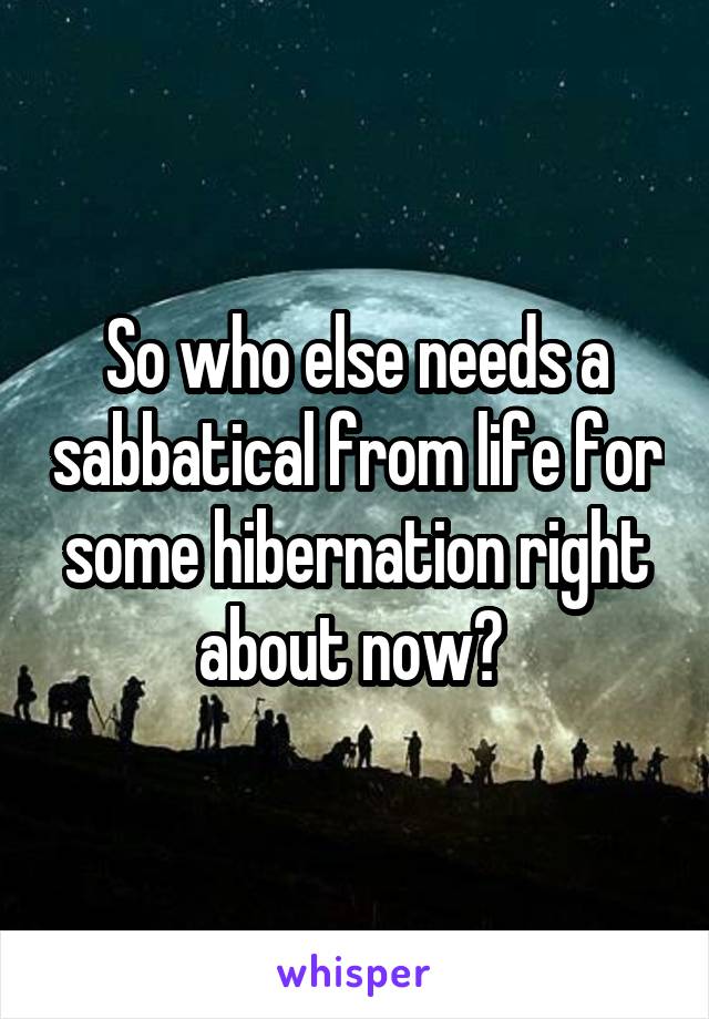 So who else needs a sabbatical from life for some hibernation right about now? 