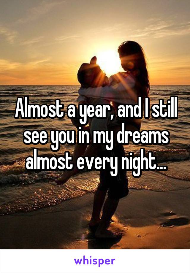 Almost a year, and I still see you in my dreams almost every night...