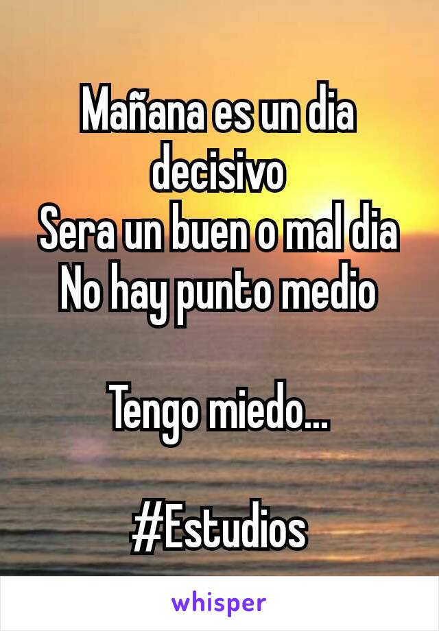 Mañana es un dia decisivo
Sera un buen o mal dia
No hay punto medio

Tengo miedo...

#Estudios