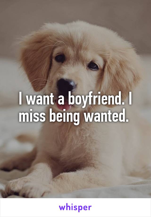 I want a boyfriend. I miss being wanted. 