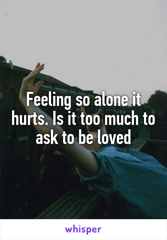 Feeling so alone it hurts. Is it too much to ask to be loved