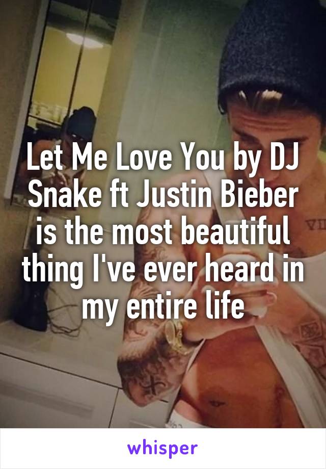 Let Me Love You by DJ Snake ft Justin Bieber is the most beautiful thing I've ever heard in my entire life