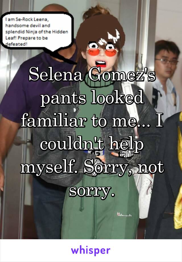 Selena Gomez's pants looked familiar to me... I couldn't help myself. Sorry, not sorry.