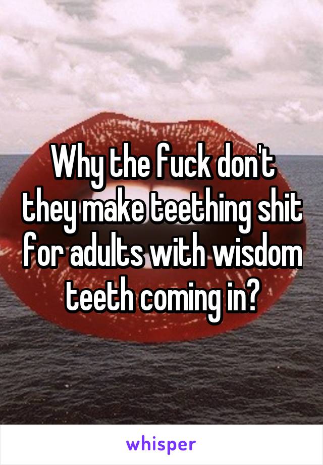 Why the fuck don't they make teething shit for adults with wisdom teeth coming in?