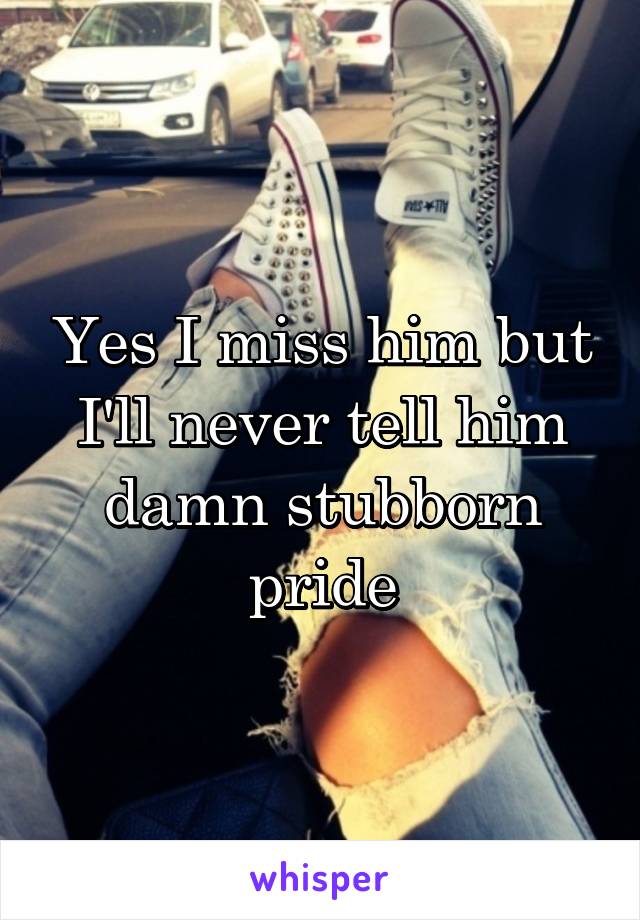 Yes I miss him but I'll never tell him damn stubborn pride