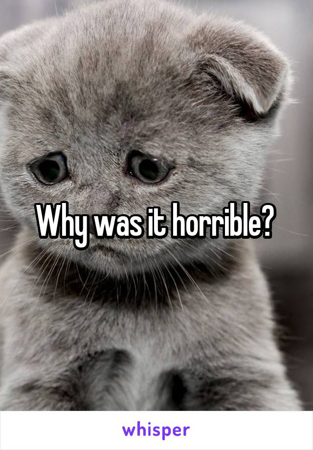 Why was it horrible? 