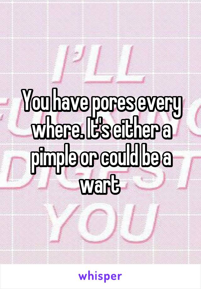 You have pores every where. It's either a pimple or could be a wart 