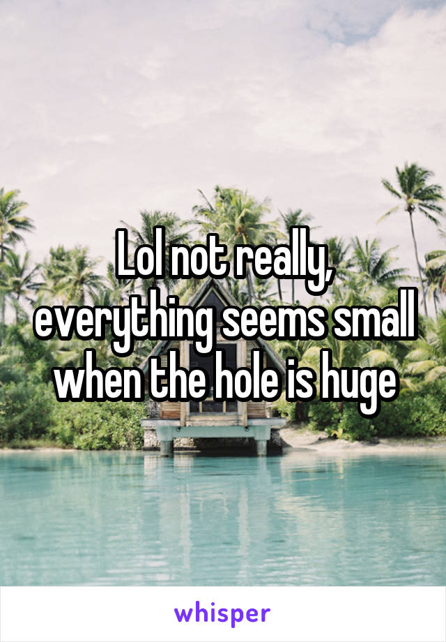 Lol not really, everything seems small when the hole is huge