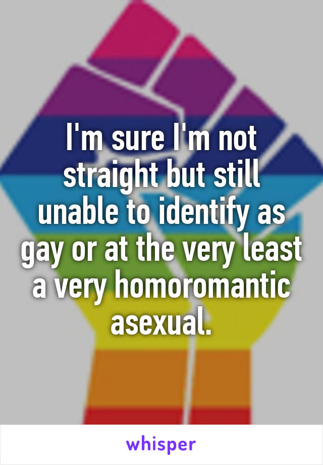 I'm sure I'm not straight but still unable to identify as gay or at the very least a very homoromantic asexual.