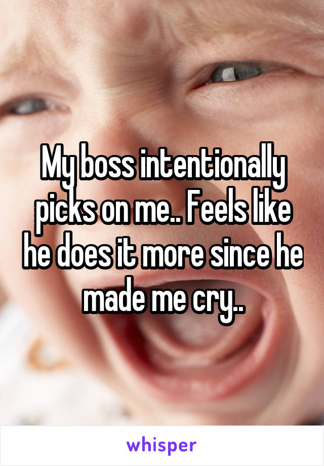 My boss intentionally picks on me.. Feels like he does it more since he made me cry..