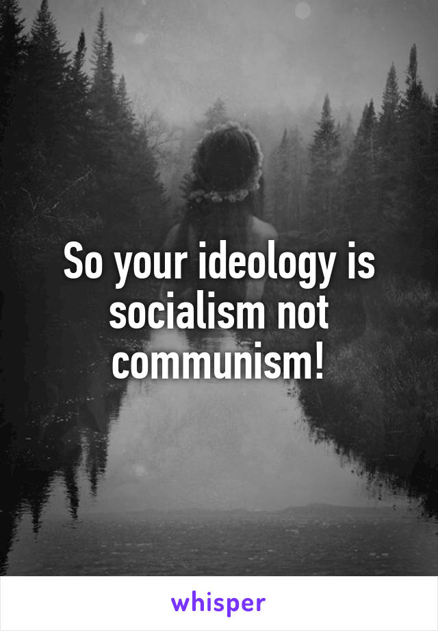 So your ideology is socialism not communism!