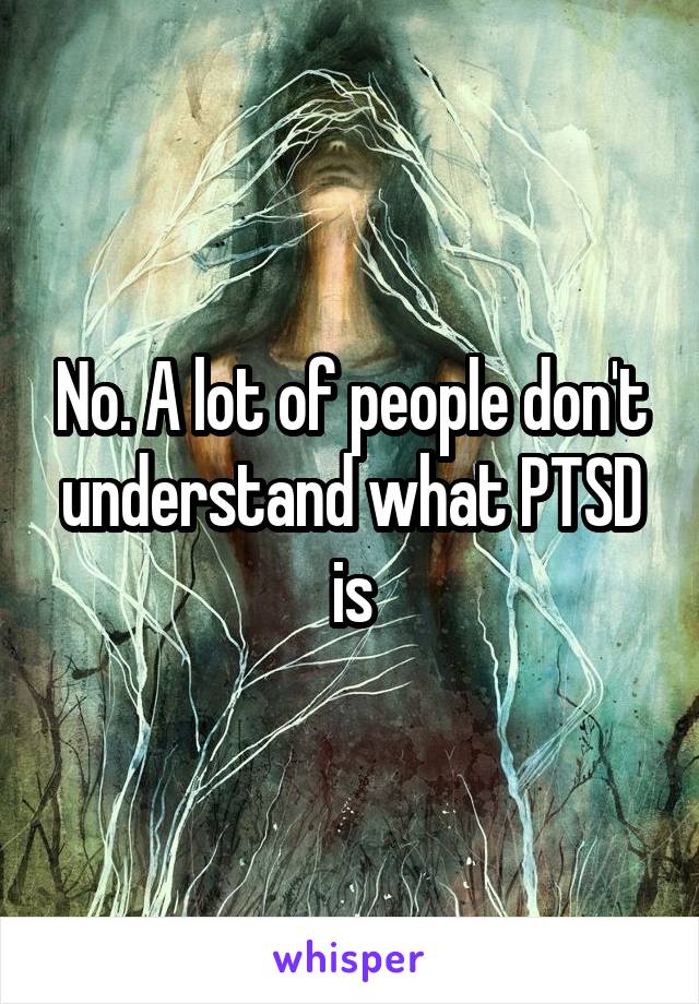 No. A lot of people don't understand what PTSD is