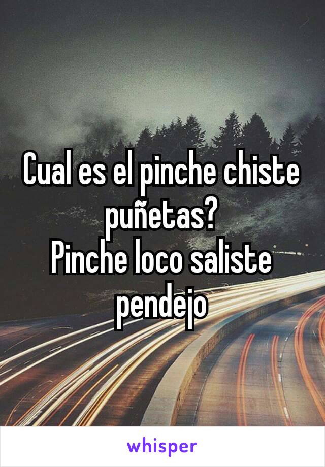 Cual es el pinche chiste puñetas?
Pinche loco saliste pendejo