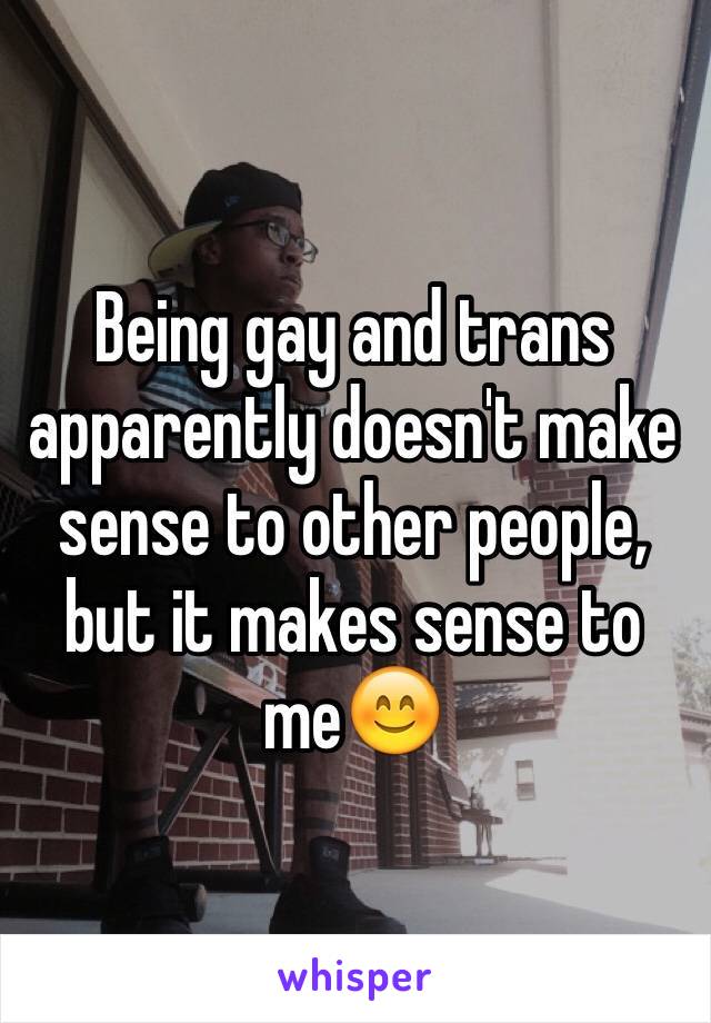 Being gay and trans apparently doesn't make sense to other people, but it makes sense to me😊