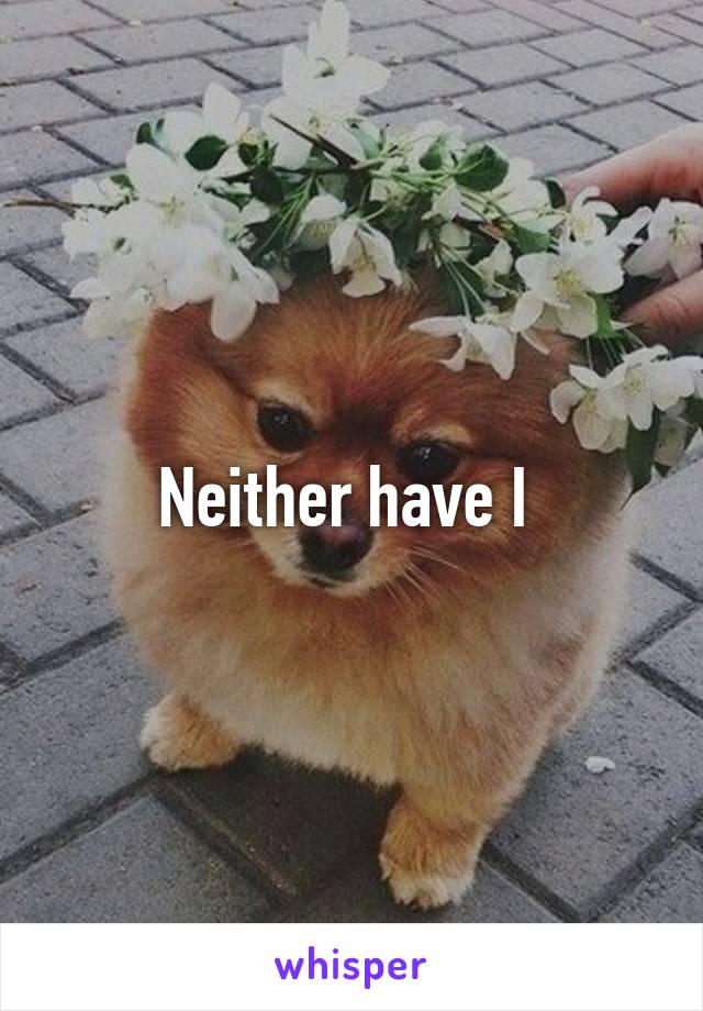 Neither have I 