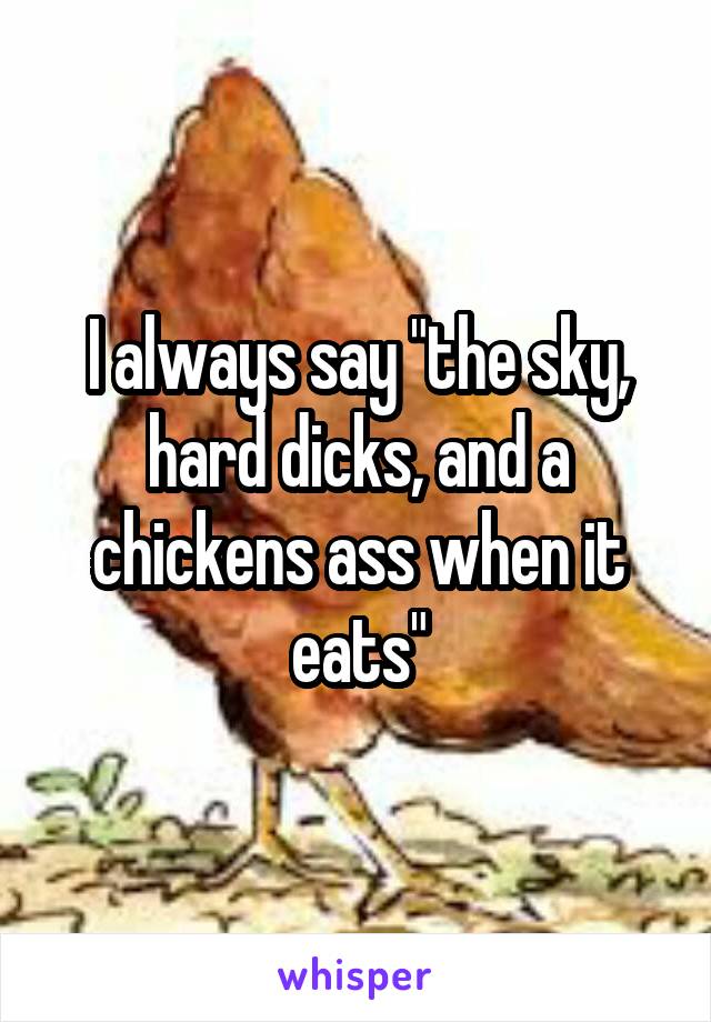 I always say "the sky, hard dicks, and a chickens ass when it eats"