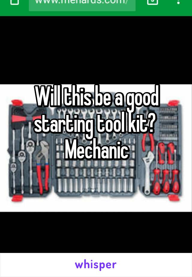 Will this be a good starting tool kit? 
Mechanic
